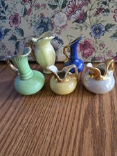 Lot of 5 ceramic pottery miniature vases unmarked have look of USA made picture
