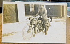 Early RPPC  Nov. 30 1911 Motorcycle & Rider Winter Scene Geneva-On-The Lake. Exc picture