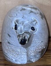 Vintage Hand Blown POLAR BEAR Clear /white Art Glass Paperweight picture