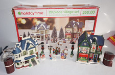 Holiday Time Christmas Village Set with Figurines Victorian House Pet Store picture