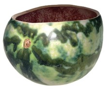Patricia Garrett Pottery Art Watermelon Bowl Vtg 1993 Great Impressions picture