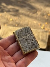 Zippo Armor Antique Brass Samurai Vintage Engraved Lighter Japanese Warrior picture