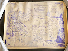 Vintage 1965 Lake Wawasee Indiana Depth Contour Map 18x24 Hydrographic Survey picture