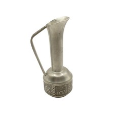 Vintage ITB Norway Pewter Bud Vase Nordic Folk Art Dance Relief Pitcher 1970s picture
