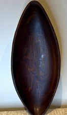 Vintage Jac-Arte Sculptural Canoe Bowl Mid Century Modern Exotic Hardwood 15