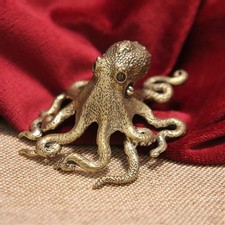 Brass Octopus Animal Figurine Small Statue Table Office Home Decoration Gifts picture