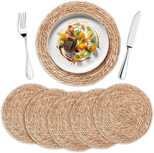 Round Woven Placemats, Rattan placemats, 13 Inch, Set of 6 picture