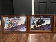 4 matching set of Budweiser “Salutes” military mirrors/signs, ea picture