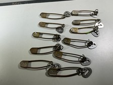 11 Vintage Military 5” Brass Laundry Pins & Metal Tags (Last Ones) picture