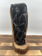 Antique African Makonde Tree of Life Ebony Wood Carving Sculpture Statue picture