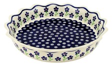 Polish Pottery Quiche / Scalloped Pie Dish 9
