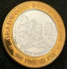 ⭐️DEADWOOD SOUTH DAKOTA CASINO Limited Edition 999% .6 Oz Pure Silver Strke⭐️ picture