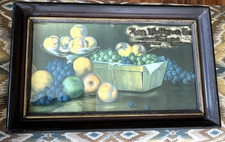 ATQ. 1916-17 FRAMED GROCERY STORE STILL LIFE ADVERTISING SIGN AUG. KUHLMANN JR. picture