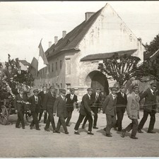c1920s Germany Burschenschaft RPPC Postcard Student Fraternity Wagon Flag Umzug picture