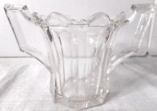 Victorian Clear Thick Glass Double Handle Spooner Scalloped Top Sunburst Bottom picture