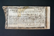 REVOLUTIONARY WAR PAY CERT 1782- CONNECTICUT- J LAWRENCE, TSR. - REPAIRED picture