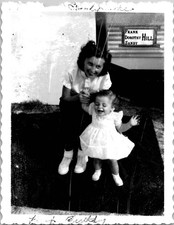 Woman w/Girl Daughter 1st First Birthday Happy Portrait B&W Sepia 1940s Photo picture