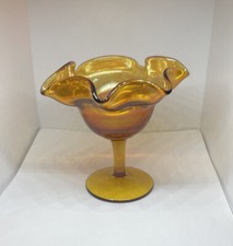 Antique Fenton Glass 1900s Marigold Carnival Hexagon Iridescent Dish/bowl picture