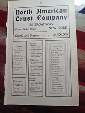 1902 Print Ad NORTH AMERICAN TRUST COMPANY 135 Broadway NYC Bank Trusts picture