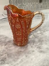 Imperial Octagon Marigold 8” Pitcher Carnival Glass picture