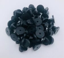 20 Black Rubber Pin Backs Lapel Pin Backs Pin Safety Back Brooch Tie Replacement picture