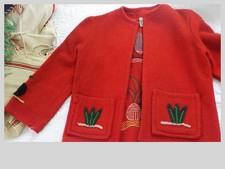 1950s La Muchacha red Chenille Embroidered Mexican Tourist Jacket child's 6 picture