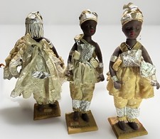 Lot of 3 Vintage Afro-Brazilian Orixa Oxaguia Dolls Bahia Brazil Signed IRAY BA picture
