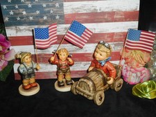 HUMMEL CELEBRATION FIGURES w/FLAGS 2197 AMERICAN SPIRIT + 2154/A &B PATRIOTIC BX picture