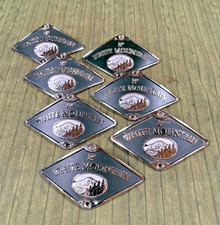 Lot of (7) White Mountain Ice Cream Maker Metal Logo Nameplates picture