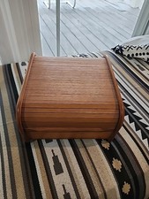 1970s Vintage MCM Kalmar Designs Teak Wood Roll-Top Tambour Box Storage Recipes picture