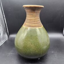 Hosley TM Potteries Brown Avocado Green Water Pitcher Vase 8