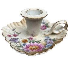 VTG Victorian Garden HummelWerk Rose Bouquet Floral Candlestick Candle Holder picture