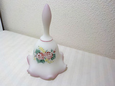 FENTON RUFFLED BELL ROSE GARDEN #1773 SATIN GLASS PINK EDGE picture