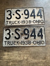 1937 Ohio Truck License Plate Pair All Original 3 S 944 picture