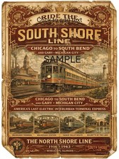 South Shore Line railroad train Poster 3 vintage style poster 8.5