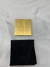 Vintage CHRISTIAN DIOR Logo Yellow Gold Tone Compact Slide Square Mirror Promo picture