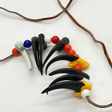 Vintage Boy Scout BSA LG Faux Black Claw Beaded Rawhide Corded Necklace 1970's  picture