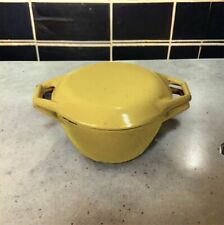 Vintage COPCO Denmark D1 Yellow Enamel Cast Iron Dutch Oven With Lid picture