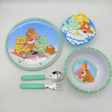 Care Bears Vintage Kids Dinnerware Set Plate Bowl Utensils Snack Container picture
