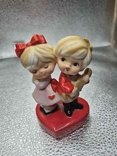 RARE Vintage Lefton Valentine Figurine - Cute MCM Blonde Couple playing Guitar picture