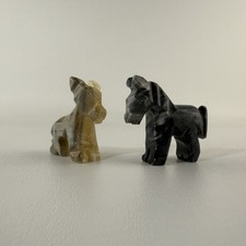 Onyx Donkey Pack Mule Horse Figurine Marbled Carved Stone lot of 2 VTG picture