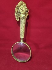 Vintage French Baroque Style Figural W. Shakespeare Large Brass Magnifying Glass picture