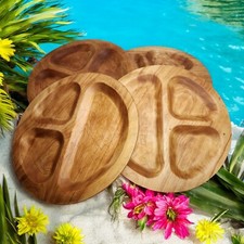 Vintage Gladmark Divided Wooden Plates Set of 4 MCM 13