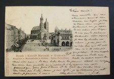 1899 Town View Krakow Poland Postcard Main Market Square St Mary's Basilica  picture