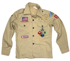 Boy Scouts of America BSA Shirt Long Sleeve Button w/ Patches Vintage 80s  picture