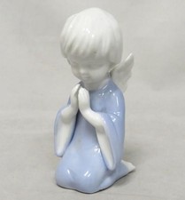 Vintage Lefton Christmas Praying Boy ANGEL Kneel Figurine Blue Cherub #4565 picture
