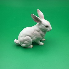Vintage Porclean Lefton White Bunny Rabbit H880 Red Eyes Figurine 4 