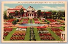Museum Sunken Gardens Exposition Los Angeles California Flower Beds VNG Postcard picture