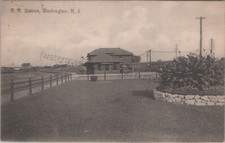 Washington, NJ - Railroad Train Station Depot 1909 - Vintage New Jersey Postcard picture