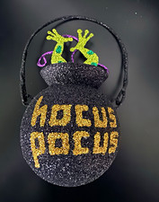 Pier 1 Imports Black Glitter Hocus Pocus Cauldron Halloween Ornament picture